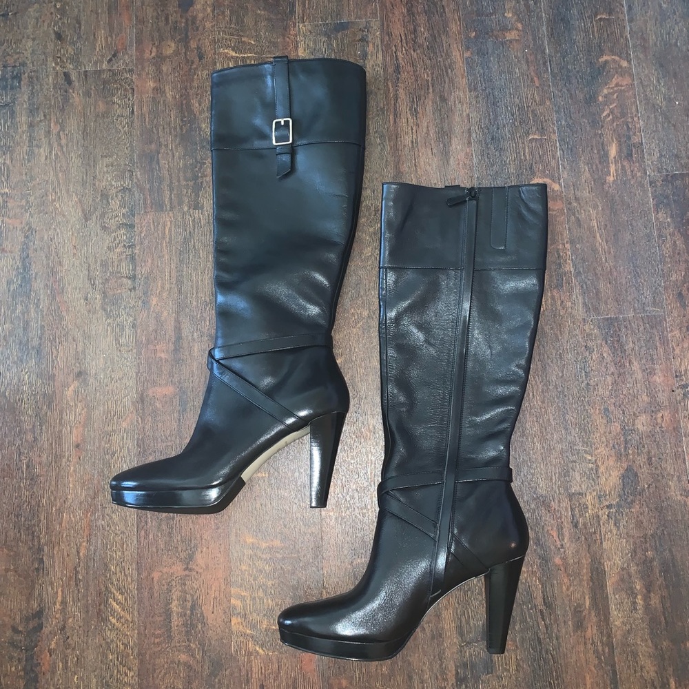 NWOT Cole Haan vintage black leather knee high boots